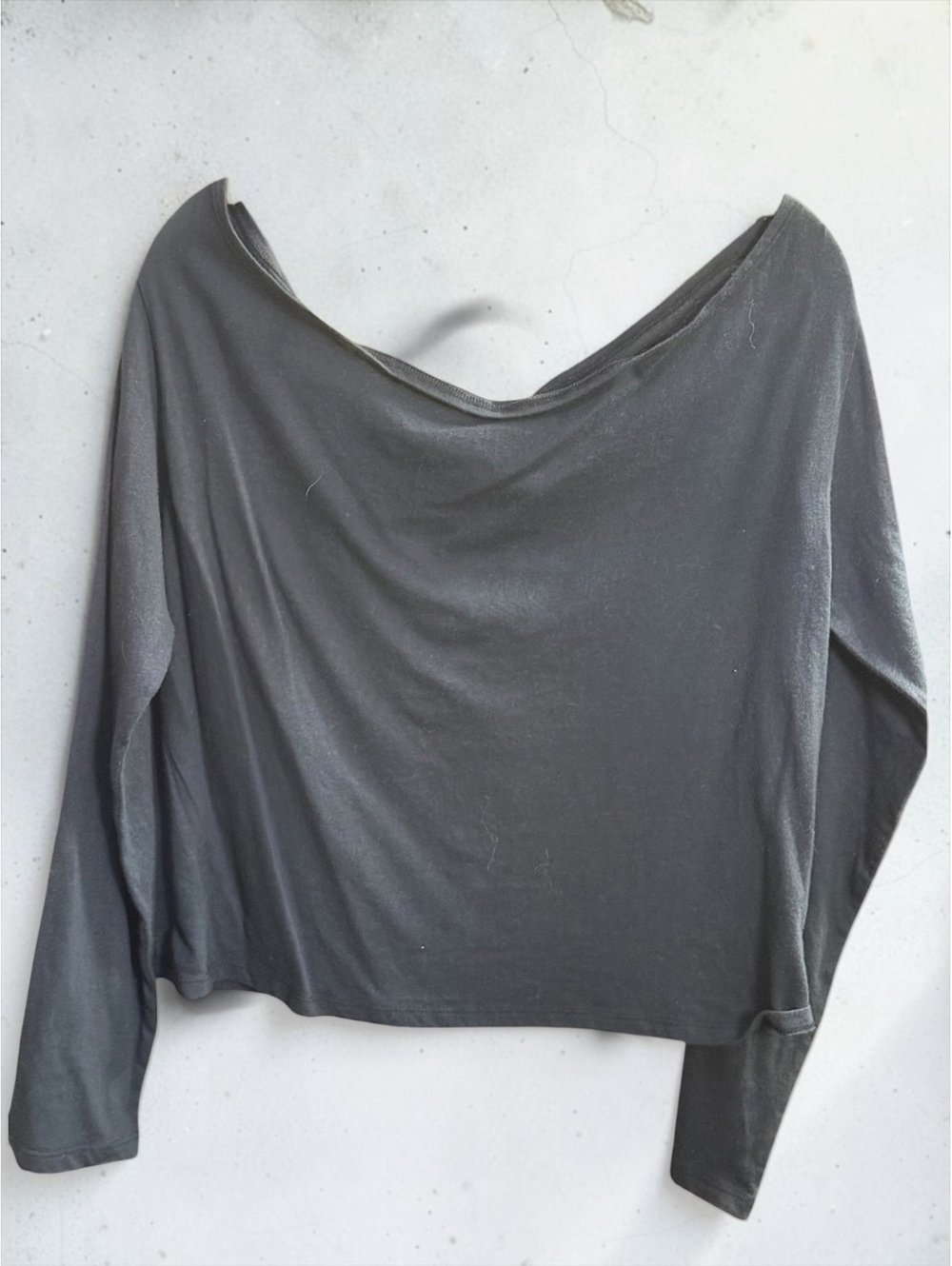 Hollister Medium Black Off Shoulder Dolman Top Oversized Boatneck Y2K